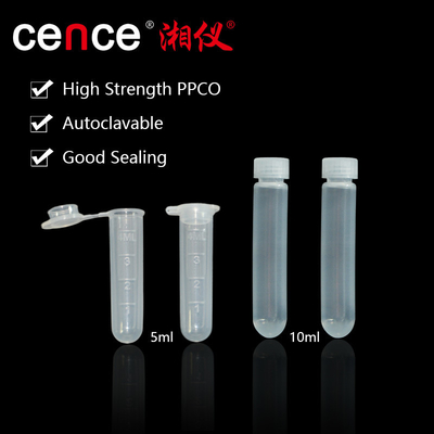 Tubos de centrífuga de alta velocidade de 5 ml e 10 ml fabricados com PPCO para classificação de centrífugas