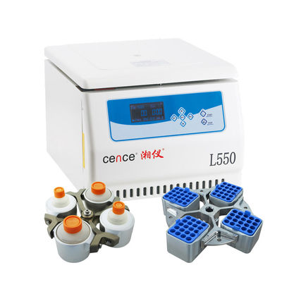 Centrífuga de baixa velocidade L550 com força de 5310xg, capacidade para 4x500ml e baixo ruído para uso em laboratório
